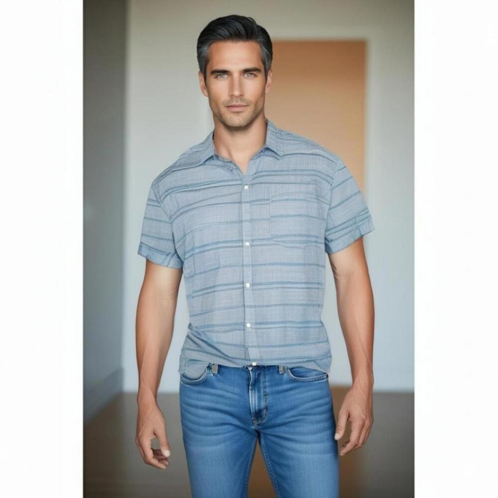 Wallin And Bros. Men Gray Horizontal Patterned Shirt (SH-17)